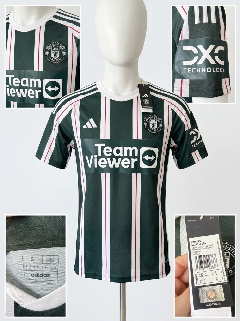 Adidas Manchester United Green Jersey with red & White Accents FIFA RARE Sports
